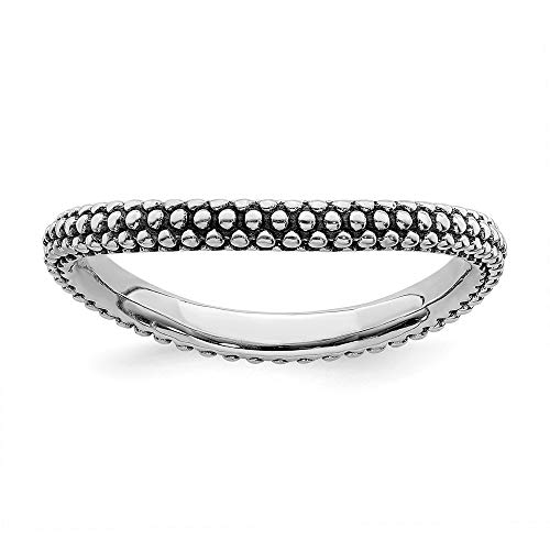 Ring aus 925er-Sterlingsilber, gemustert, stapelbar, poliert, gewellt, 2,25 mm, Ringgrößenoptionen: J bis T von JewelryWeb