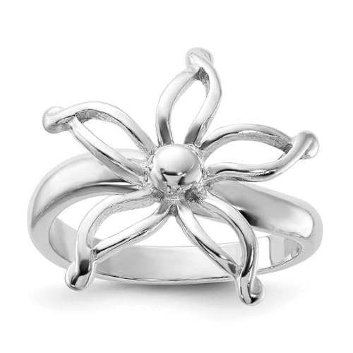 Ring aus 925er-Sterlingsilber, massiv, poliert, Blumenring, Größe 6, 18,8 mm breit, Schmuck für Damen Ring aus 925er-Sterlingsilber, massiv, poliert, Blumenring, Größe 6, 18,8 mm breit, Schmuck für Damen von JewelryWeb