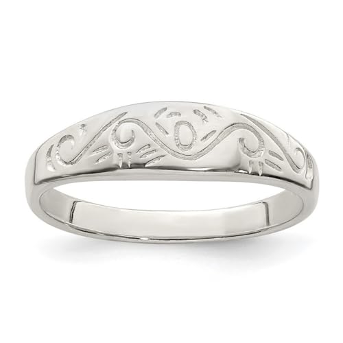 Ring aus 925er-Sterlingsilber, massiv, poliert, Wirbel-Design, Größe 57,5, Schmuck für Damen von JewelryWeb