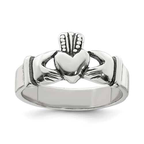 Ring aus 925er-Sterlingsilber, massiv, poliert, irischer Claddagh-Stil, keltischer Dreifaltigkeitsknoten-Design, Größe 56, Schmuck für Damen von JewelryWeb