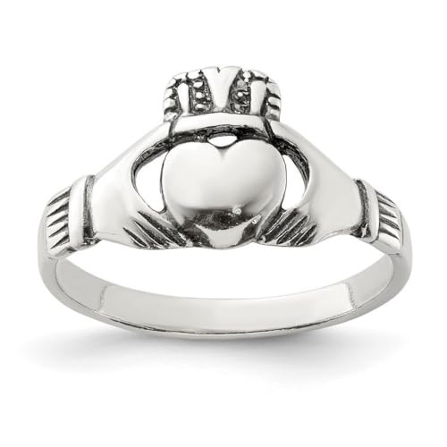 Ring aus 925er-Sterlingsilber, massiv poliert, irischer Claddagh-keltischer Dreifaltigkeitsknoten, Schmuck für Damen, Ringgrößen-Optionen: L bis P von JewelryWeb