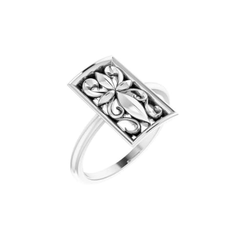 Ring aus 925er-Sterlingsilber, poliert, Vintage-Stil, religiöser Glaube, Kreuzring, USA-Größe 7, Schmuck für Damen, One Size, Metall Silber Sterling Silber, Kein Edelstein von JewelryWeb