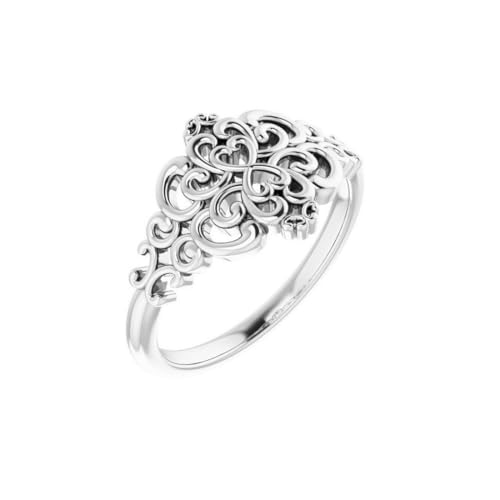 Ring aus 925er-Sterlingsilber, poliert, Vintage-inspiriert, US-Größe 7, Schmuck für Damen, One Size, Metall Silber Sterling Silber, Kein Edelstein von JewelryWeb