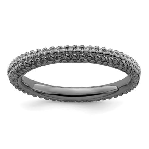 Ring aus 925er-Sterlingsilber, poliert, gemustert, Rutheniumbeschichtung, stapelbar, schwarz, überzogen, 2,5 mm, US-Größe 10, Schmuck für Damen, One Size, Metall Silber Sterling Silber, Kein Edelstein von JewelryWeb