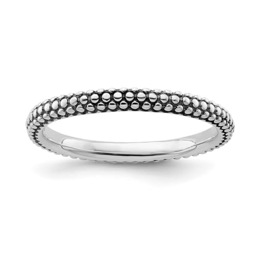 Ring aus 925er-Sterlingsilber, poliert, gemustert, stapelbar, 2,5 mm, Schmuck für Damen, Ringgrößenoptionen: J bis T von JewelryWeb