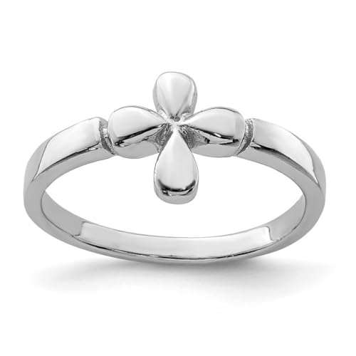 Ring aus 925er-Sterlingsilber, rechtsbeschichtet, für Jungen oder Mädchen, poliert, religiöser Glaube, Kreuzring, USA, Größe 4, One Size, Metall Silber Sterling Silber, Kein Edelstein von JewelryWeb