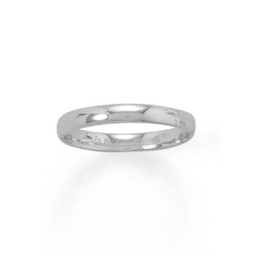 Ring aus 925er-Sterlingsilber, rhodiniert, 3 mm, 3 mm, Schmuck für Damen – Ringgrößen-Optionen: 49,5 bis 60 von JewelryWeb