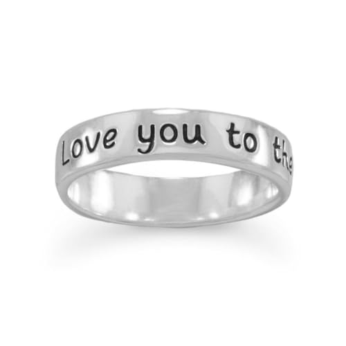 Ring aus 925er-Sterlingsilber mit der Aufschrift "Love You To Celestial Moon Back", 4,5 mm, Ringgröße 57,5 mm, Schmuck für Damen von JewelryWeb