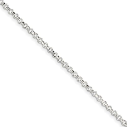 Rolo-Kettenarmband, 925er-Sterlingsilber, poliert, 3 mm, Karabiner-Schmuck für Damen, 18 cm von JewelryWeb