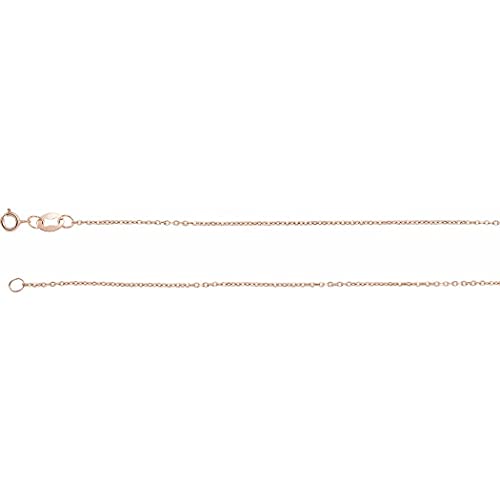 Rotgold, 1 mm, glitzernder Schnitt, Kabelkette, Schmuck für Damen, Längenoptionen: 41, 46, 51, 61 von JewelryWeb