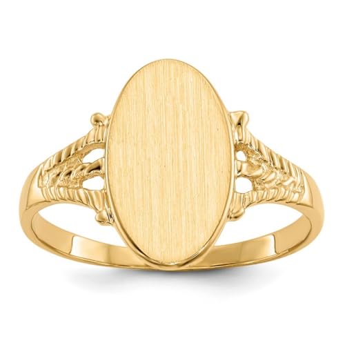 Siegelring aus 14 Karat Gelbgold, massiver Rücken, gravierbar, US-Größe 7, Schmuck für Damen, One Size, Metall Gelbgold Goldfarben Metall: Gelbgold, Kein Edelstein von JewelryWeb