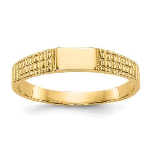 Siegelring für Babys, 14 Karat Gelbgold, massiv, poliert, gravierbar, US-Größe 3,25, One Size, Metall Gelbgold Goldfarben Metall: Gelbgold, Kein Edelstein von JewelryWeb