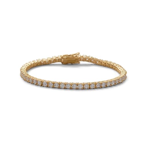 Tennisarmband, 14 Karat vergoldet, 925er-Sterlingsilber, 7, 3 mm, Zirkonia, 18 cm, 53, 3 mm Zirkonia, Boxverschluss, Schmuck für Damen, Zirkonia von JewelryWeb