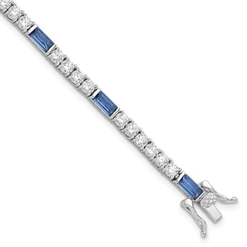 Tennisarmband aus 925er-Sterlingsilber, rhodiniert, blaue und weiße Zirkonia, 5,25 mm, 18 cm, Zirkonia von JewelryWeb