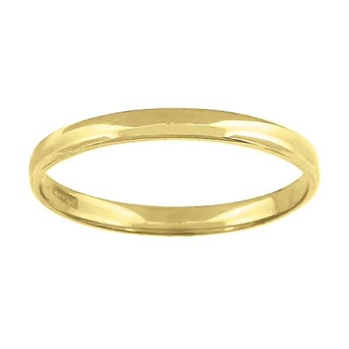 Unisex-Ring aus 14-karätigem Gold, gewölbt, reguläre Passform, 2 mm, US-Größe 11, Hochzeit, Verlobung, Jahrestag, Schmuck für Damen, One Size, Metall Goldfarben Metall:, Kein Edelstein von JewelryWeb