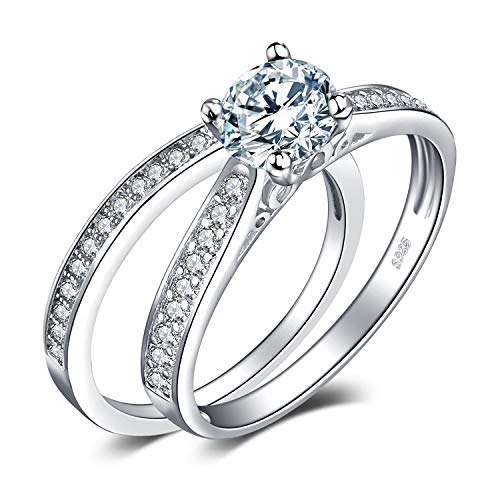 JewelryPalace Verlobungsring Paar Eheringe Ring Silber 925 Damen, Zirkonia Silberringe Trauringe Damenring Vorsteckring Hochzeitsringe Antragsring Memoirering Ewigkeitsring Ringe Set, Damen Schmuck von JewelryPalace