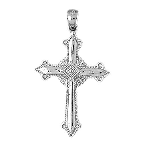 Lilien-Kreuz-Anhänger aus 18-karätigem Weißgold, hergestellt in den USA, Weißgold, Kein Edelstein von Jewels Obsession