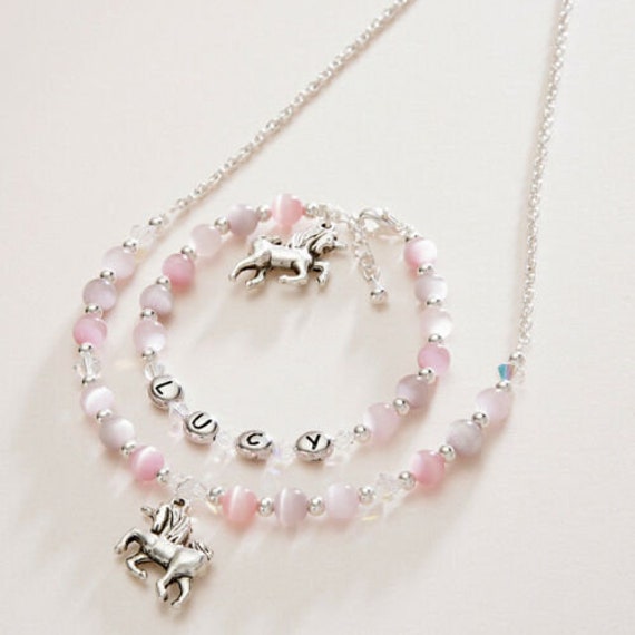 Personalisiertes Schmuckset Für Mädchen, Halskette Und Armband, Kinderschmuck von Jewels4girls