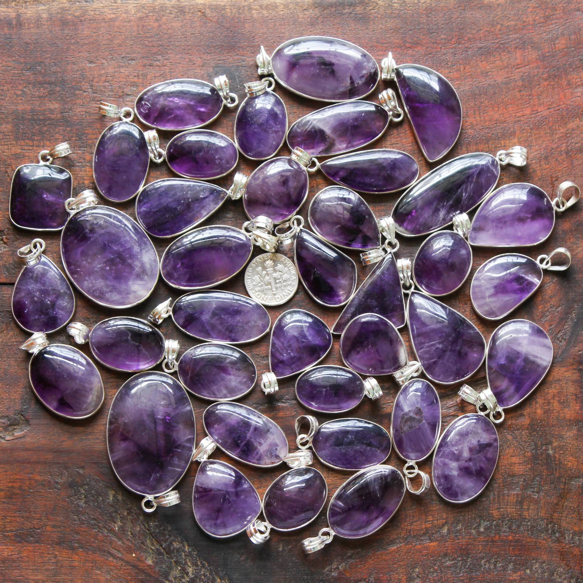 Amethyst Kristall Halskette, Silber-Overlay Anhänger, Handgemachte Halskette Für Frauen, Vintage Anhänger Lot, Hippie Geschenk von JewelsHandmadeCo