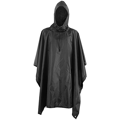 Regenponcho 3-in-1 Multifunktionales Regencape Regenmantel mit Kapuze Dunkles Schwarz Outdoor Bekleidung Wasserdichter Winddichter Wiederverwendbar Mehrzweck für Camping Festival Angeln Wandern von Jewlri