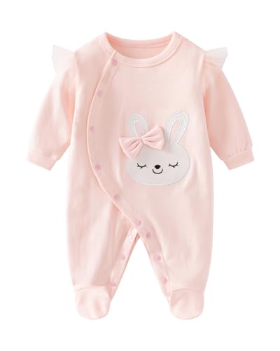 JiAmy Baby Neugeborenes Schlafanzug Strampler Jungen Mädchen Baumwolle Spielanzug Rosa Hase 6-9 Monate JiAmy Baby Neugeborenes Schlafanzug Strampler Jungen Mädchen Baumwolle Spielanzug Rosa Hase 6-9 Monate von JiAmy