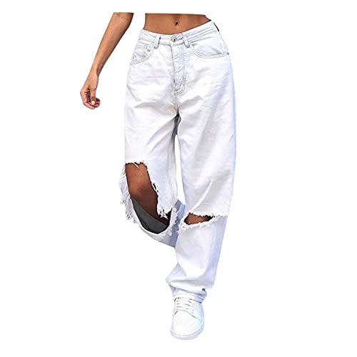 JiJiRuDU Weiße Jeans Damen Löchern Jeans High Waist Jeanshose Elegant Bootcut Schlaghose Weites Bein Denim Hose Schlagjeans Boyfriend Jeanshosen Locker Lang Weites Bein Hose Straight Weich Pants JiJiRuDU Weiße Jeans Damen Löchern Jeans High Waist Jeanshose Elegant Bootcut Schlaghose Weites Bein Denim Hose Schlagjeans Boyfriend Jeanshosen Locker Lang Weites Bein Hose Straight Weich Pants von JiJiRuDU