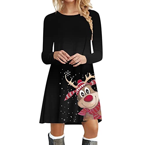 Weihnachtskleid Damen Rentier Druck Pullover Kleid Langarm Rundhals Minikleid Lustig Weihnachten Kleider Elegant Weihnachtsfeier Blusenkleid Oberteile Weihnachtskleid Damen Rentier Druck Pullover Kleid Langarm Rundhals Minikleid Lustig Weihnachten Kleider Elegant Weihnachtsfeier Blusenkleid Oberteile von JiJiRuDU