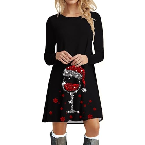 Weihnachtskleid Damen Rentier Druck Pullover Kleid Langarm Rundhals Minikleid Lustig Weihnachten Kleider Elegant Weihnachtsfeier Blusenkleid Oberteile Weihnachtskleid Damen Rentier Druck Pullover Kleid Langarm Rundhals Minikleid Lustig Weihnachten Kleider Elegant Weihnachtsfeier Blusenkleid Oberteile von JiJiRuDU