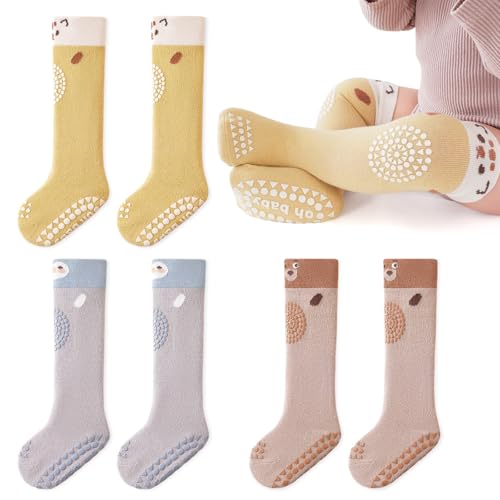 Jicyor Rutschfeste Socken für Kinder, 3 Pack Baby Kniestrümpfe Kinder Socken Aus Baumwoll Mädchen Knielange Krabbelsocken Tiermoti Rutschfeste Sportsocken für Jungen Mädchen 1-3 J Jicyor Rutschfeste Socken für Kinder, 3 Pack Baby Kniestrümpfe Kinder Socken Aus Baumwoll Mädchen Knielange Krabbelsocken Tiermoti Rutschfeste Sportsocken für Jungen Mädchen 1-3 J von Jicyor