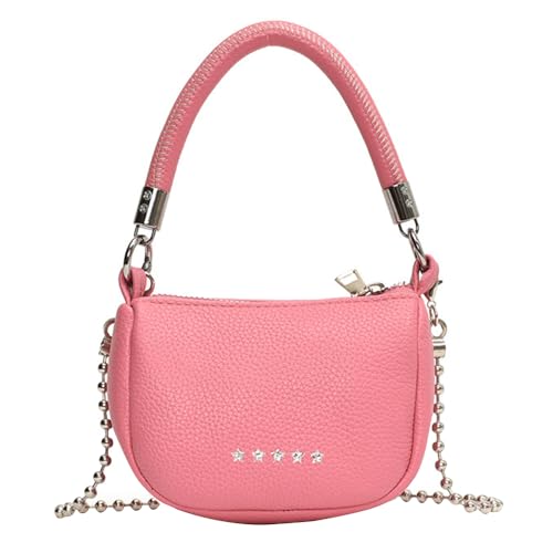 JienClound Kleine Handtasche, minimalistische Retro-Satteltasche, Kette, Umhängetasche, lässige Umhängetasche, Geldbörse für Damen und Mädchen, Pink JienClound Kleine Handtasche, minimalistische Retro-Satteltasche, Kette, Umhängetasche, lässige Umhängetasche, Geldbörse für Damen und Mädchen, Pink von JienClound