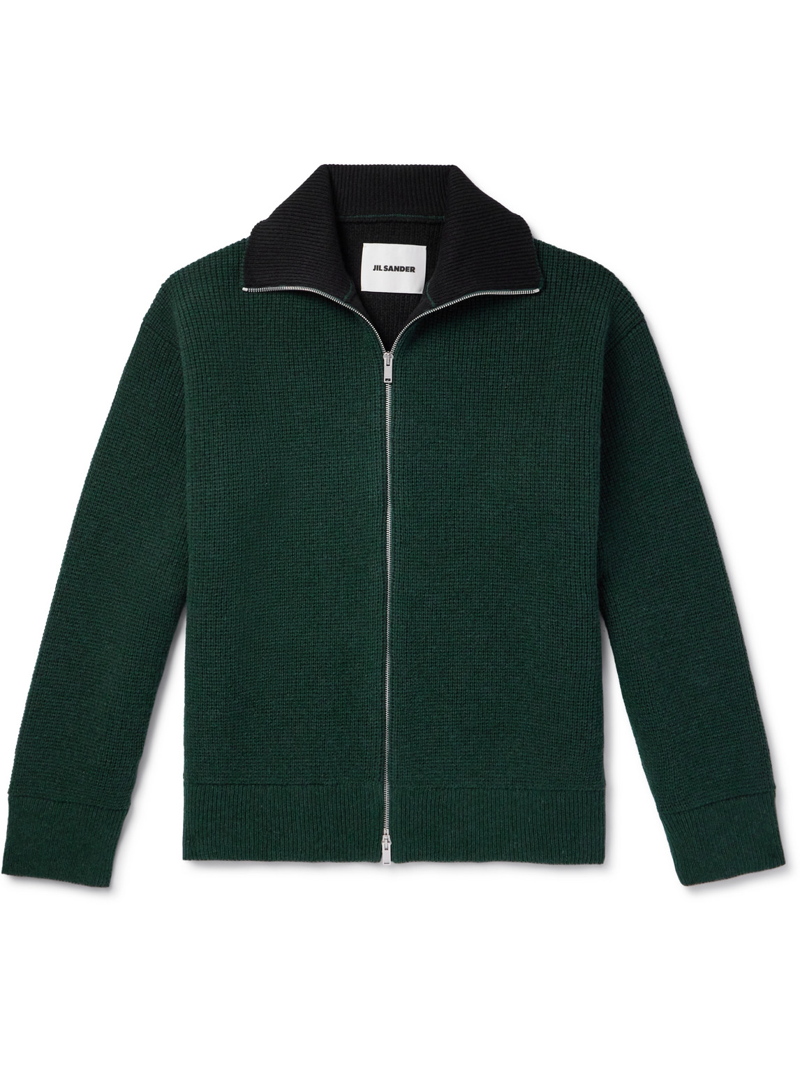 Jil Sander - Double-Faced Ribbed Wool and Cashmere-Blend Zip-Up Sweater - Men - Green - IT 46 von Jil Sander