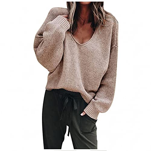 Jilagthvr Damen Strickpullover Einfarbig Pullover Oversize Sweatshirt Casual Sweater Winter Strickpulli Langarmshirt Rundhals Oberteile Tops Rollkragen Sweatshirts Autumn Warm Strickwaren von Jilagthvr