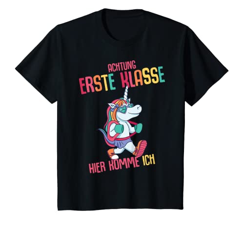 Kinder Schulkind 1. Klasse Schulanfänger Schulstart Einhorn Mädchen T-Shirt von Jimbeels