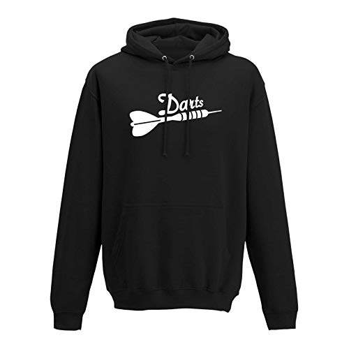 Hoodie Darts Pfeil Dartboard Sport Zielscheibe darten 10 Farben Herren XS - 5XL Steeldarts Bullseye Hobby Verein Dartsclub Kneipe Geschenk-Idee, Größe:S, Farbe:schwarz - Logo weiss von Jimmys Textilfactory