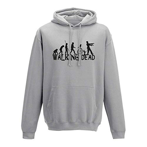 Hoodie Evolution Walking Dead TWD Zombie Rick Lori Fox 10 Farben Herren XS - 5XL Comic Adaption Serie Film Movie Apokalypse Survival, Größe:5XL, Farbe:grau - Logo schwarz von Jimmys Textilfactory