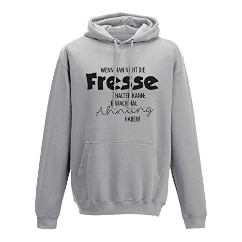 Jimmys Textilfactory Hoodie Wenn Man die Fresse Nicht halten kann Ahnung haben 10 Farben Men XS - 5XL Fun-Shirt lustige Sprüche Humor Spaß Comedy Kaberett, Größe: M, Farbe: hellgrau - Logo schwarz von Jimmys Textilfactory