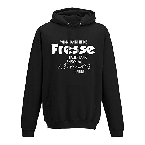 Jimmys Textilfactory Hoodie Wenn Man die Fresse Nicht halten kann Ahnung haben 10 Farben Men XS - 5XL Fun-Shirt lustige Sprüche Humor Spaß Comedy Kaberett, Größe: XL, Farbe: schwarz - Logo Weiss von Jimmys Textilfactory