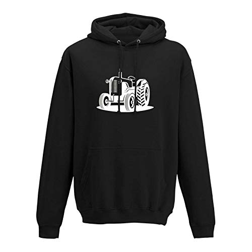 Jimmys Textilfactory Hoodie Traktor Oldtimer Trecker Landmaschinen Bauer 10 Farben Herren XS - 5XL Claas Fendt Deutz Landwirtschaft Landtechnik Unimog, Größe:4XL, Farbe:schwarz - Logo Weiss von Jimmys Textilfactory