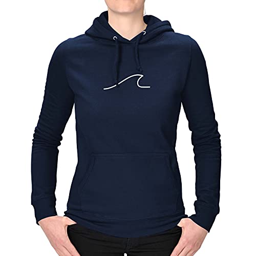 Jimmys Textilfactory Hoodie Welle Meer Wind Segeln Surfen Meeresrauschen Strand 12 Farben XS-3XL Wellenreiter Kite Beach Urlaub Baywatch Wasser See Baden, Farbe:Navy - Logo Weiss, Größe:L von Jimmys Textilfactory