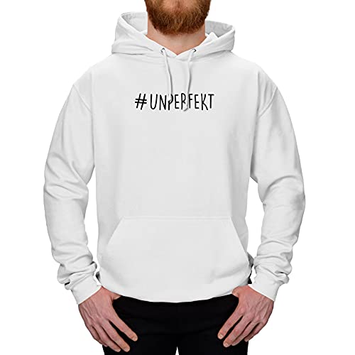 Jimmys Textilfactory Hoodie #unperfekt Perfektionismus Authentizität Echtheit normal 10 Farben XS-5XL Selbstbestimmung Ausdruck Selbstsicherheit, Farbe:Weiss - Logo schwarz, Größe:XL von Jimmys Textilfactory