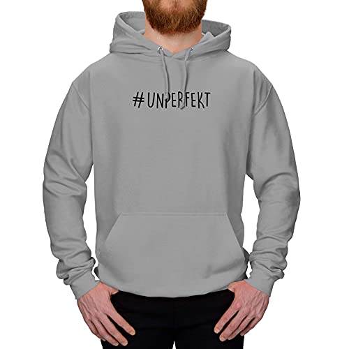 Jimmys Textilfactory Hoodie #unperfekt Perfektionismus Authentizität Echtheit normal 10 Farben XS-5XL Selbstbestimmung Ausdruck Selbstsicherheit, Farbe:hellgrau meliert - Logo schwarz, Größe:3XL von Jimmys Textilfactory