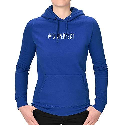 Jimmys Textilfactory Hoodie #unperfekt Perfektionismus Authentizität Echtheit normal 12 Farben XS-3XL Selbstbestimmung Ausdruck Selbstsicherheit, Farbe:Royalblau - Logo Weiss, Größe:M von Jimmys Textilfactory