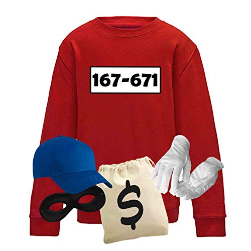 Jimmys Textilfactory Sweatshirt Panzerknacker Karneval Kostüm Set Deluxe 104-164 Kinder Verkleidung Fasching Outfit Rosenmontag Karnevalszug JGA, Größe:104, Set: deluxe+, Logo: Standard-Nr von Jimmys Textilfactory