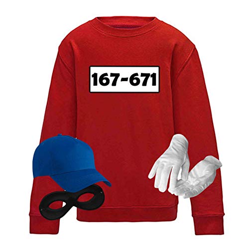 Jimmys Textilfactory Sweatshirt Panzerknacker Karneval Kostüm Set Deluxe 104-164 Kinder Verkleidung Fasching Outfit Rosenmontag Karnevalszug JGA, Größe:140, Set: komplett, Logo: Standard-Nr von Jimmys Textilfactory