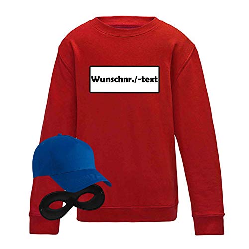 Jimmys Textilfactory Sweatshirt Panzerknacker Karneval Kostüm Set Deluxe 104-164 Kinder Verkleidung Fasching Outfit Rosenmontag Karnevalszug JGA, Größe:152, Set: klassik, Logo: Wunsch-Nr von Jimmys Textilfactory