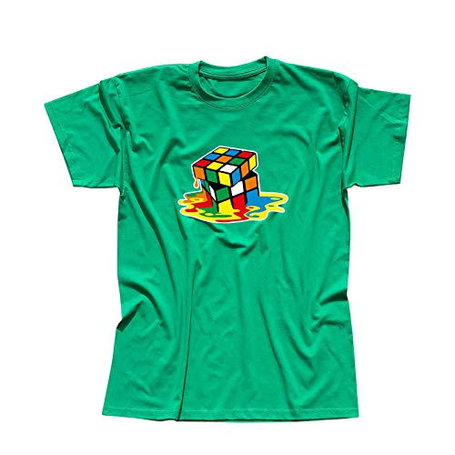 T-Shirt Sheldon Würfel Big Bang Theory 80er Cube Nerd 13 Farben Herren XS-5XL Rätsel Puzzle Logik Geduldspiel Retro-Shirt Vintage Style, Größe:XS, Farbe:grün von Jimmys Textilfactory