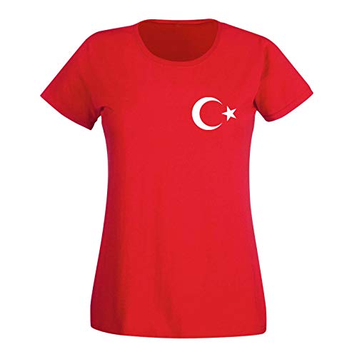 T-Shirt Türkei Türkiye Turkey Istanbul Antalya Fahne 15 Farben Damen XS - 3XL National Flagge Ankara Atatürk Süleymaniye-Moschee, Größe:XL, Farbe/Logogröße:rot - Logo Weiss/Brust Herz von Jimmys Textilfactory