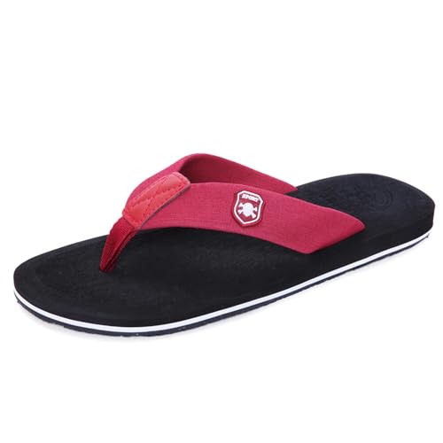 Herren Flip Flops-On Zehenstegpantolette trenner Pantoffeln Schwimmbad Strand Dusch Sauna Beach/Pool Sports Classic Freizeit Weich Comfy Badelatschen Sandalen Schuhe Sommer Männer Unisex 37 rot von Jinsha