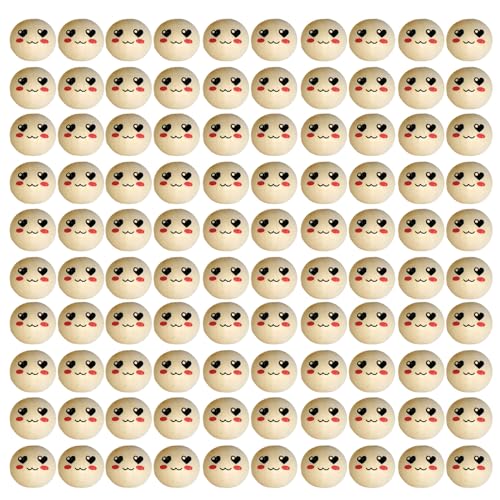 Jiqoe 100 Stück Smile Holz Abstandsperlen Lose Bastelperlen Natürliches Gesicht Kugel Holzperlen Für Schmuck Armbänder Halsketten Herstellung Von Holzperlen Mit Gesicht DIY Bastelbedarf Für Den von Jiqoe
