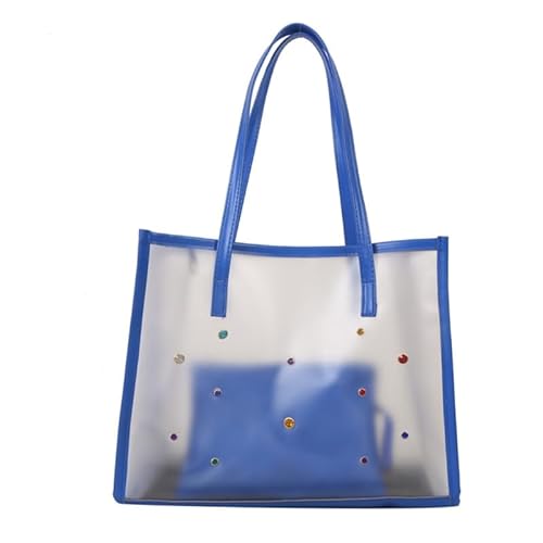 Jiqoe 2-teiliges Set, modische transparente Schultertasche für Damen, ideal für Strandausflüge, tägliches Pendeln und Einkaufen, blau von Jiqoe